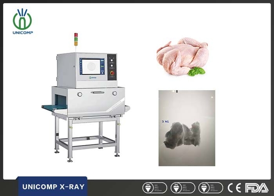Système d'inspection par rayons X des os de poulet 80kV/210-350W avec configuration de surcharge de 10-40m/min